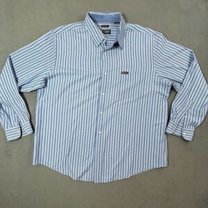 Chaps Shirt Mens 2XL Blue Striped Easy Care  Long Sleeve Button‎ Down Shirt